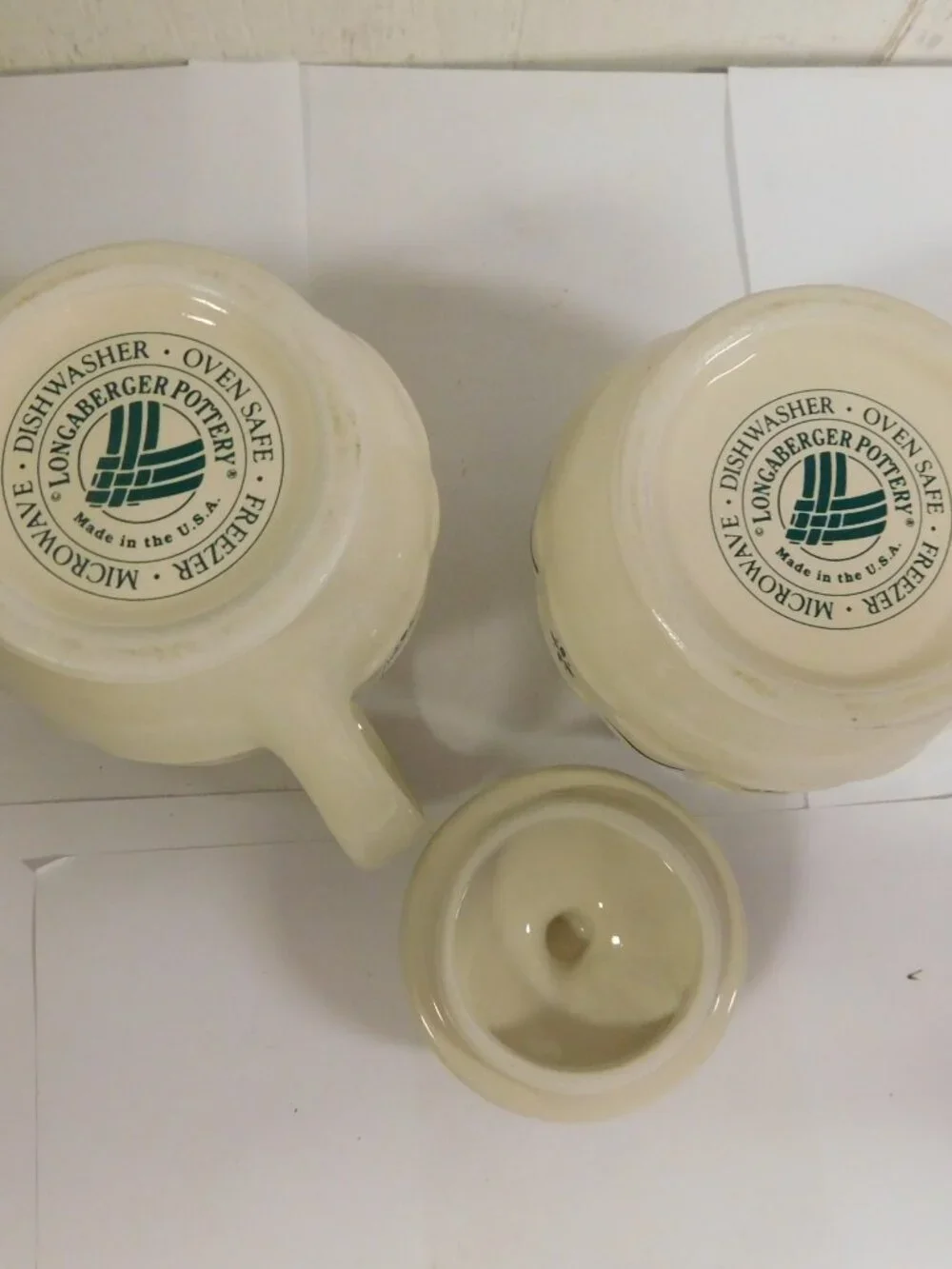 Longaberger Woven Traditions Green Sugar Bowl & Cream Pitcher Set USA Made